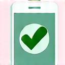 Icon of a smartphone with a checkmark.